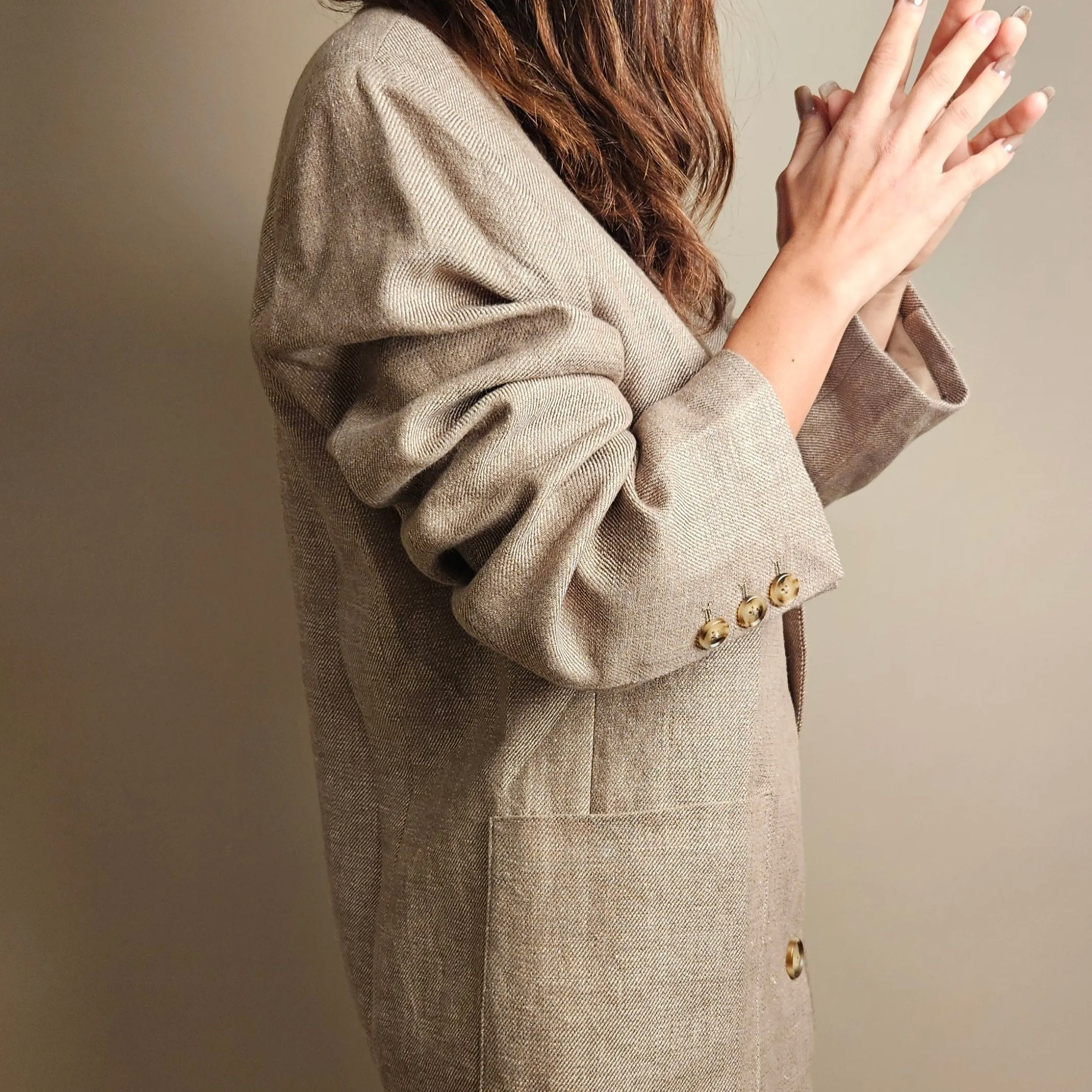 TFV Oversized Brown Shimmer Hemp Blazer