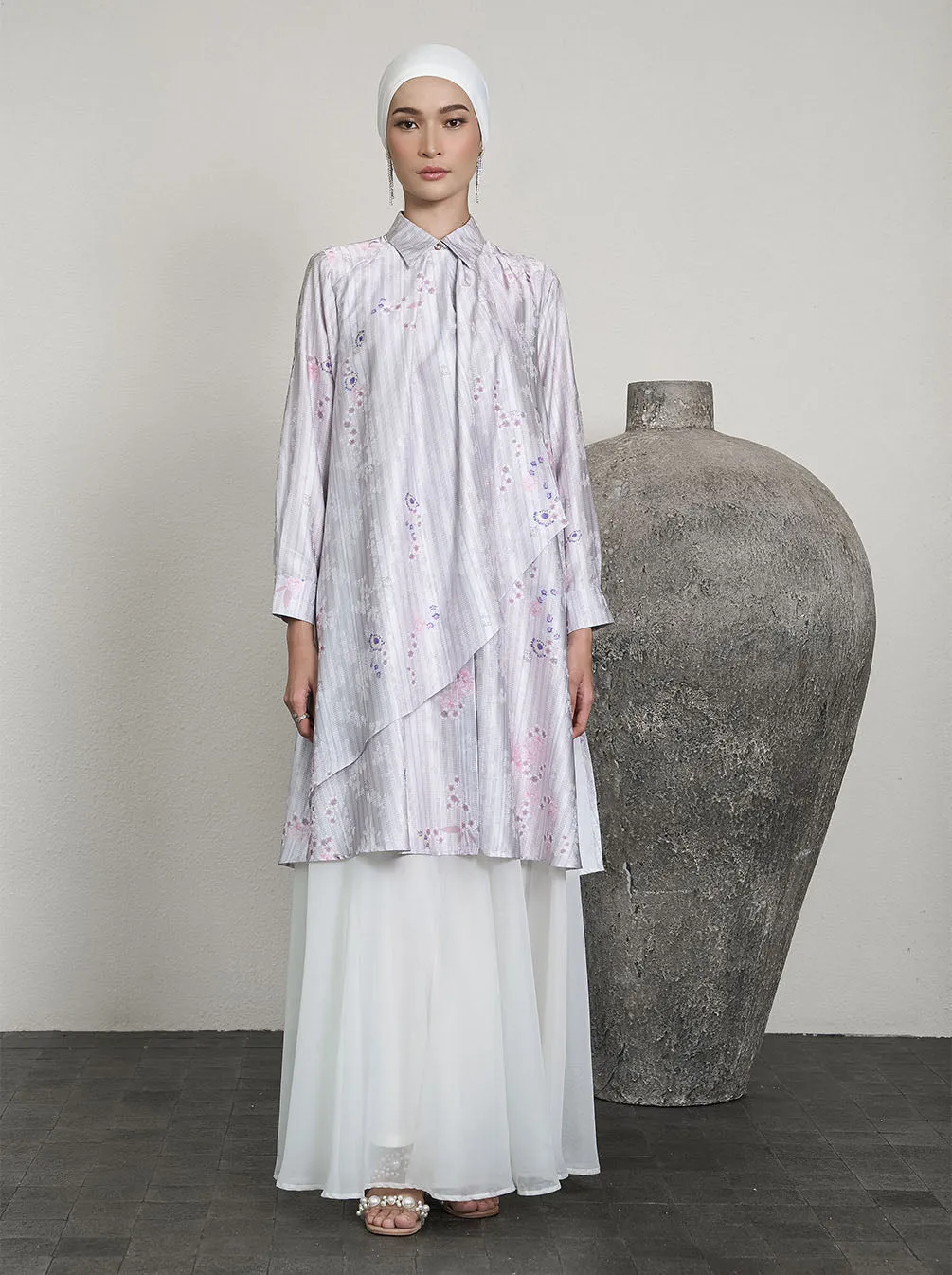 THEA OVERLAP TUNIC SILVER PINK