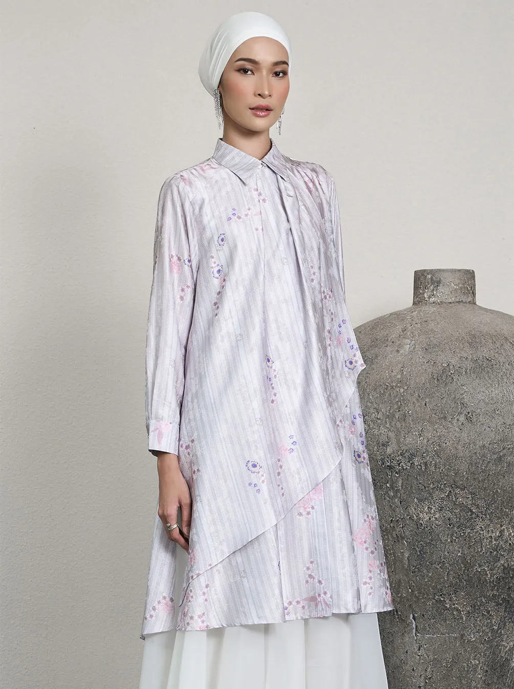 THEA OVERLAP TUNIC SILVER PINK