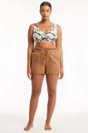 Tidal Linen Skipper Short - Walnut