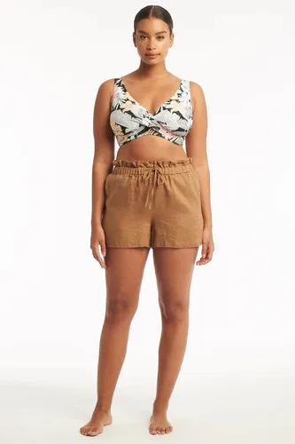 Tidal Linen Skipper Short - Walnut