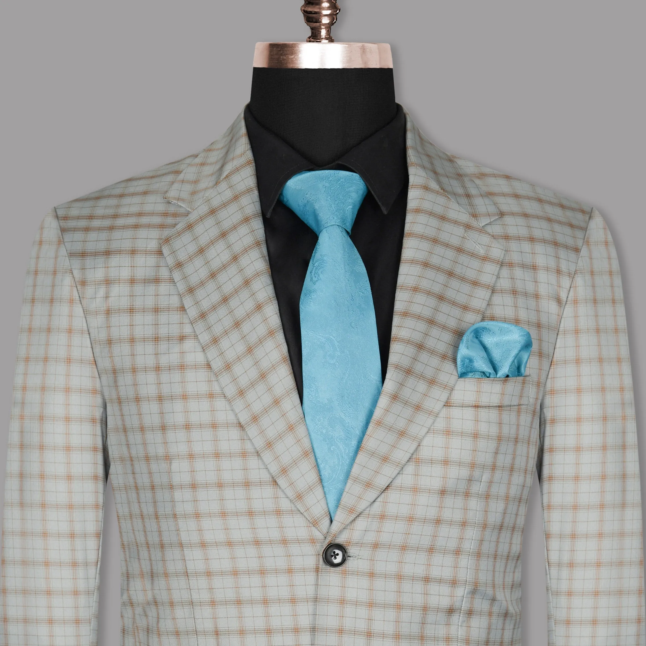 Trout Grey Checked Wool Rich Blazer