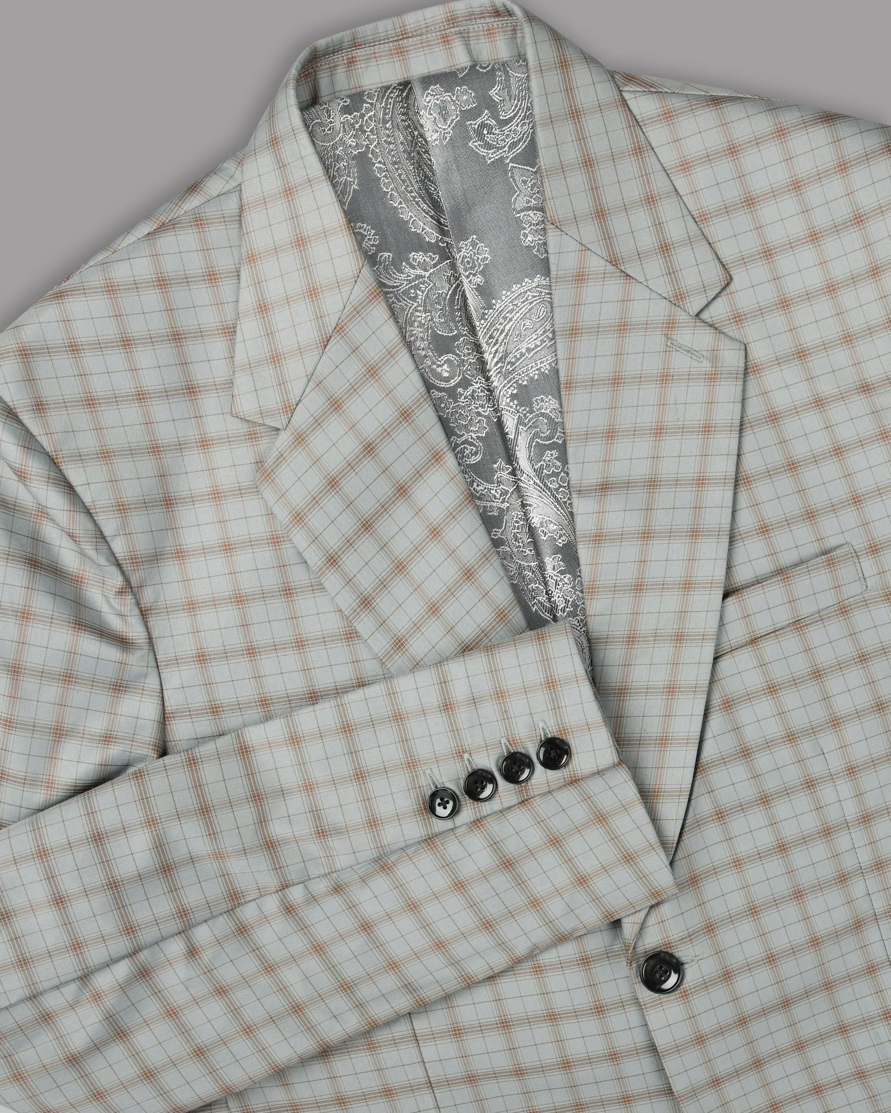 Trout Grey Checked Wool Rich Blazer