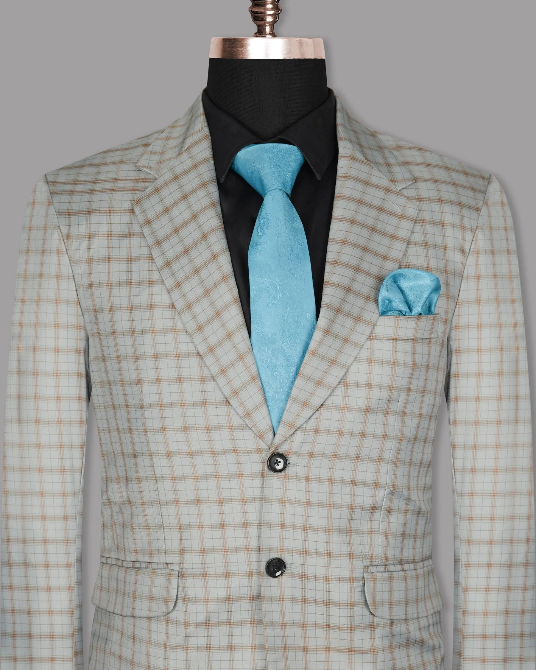 Trout Grey Checked Wool Rich Blazer
