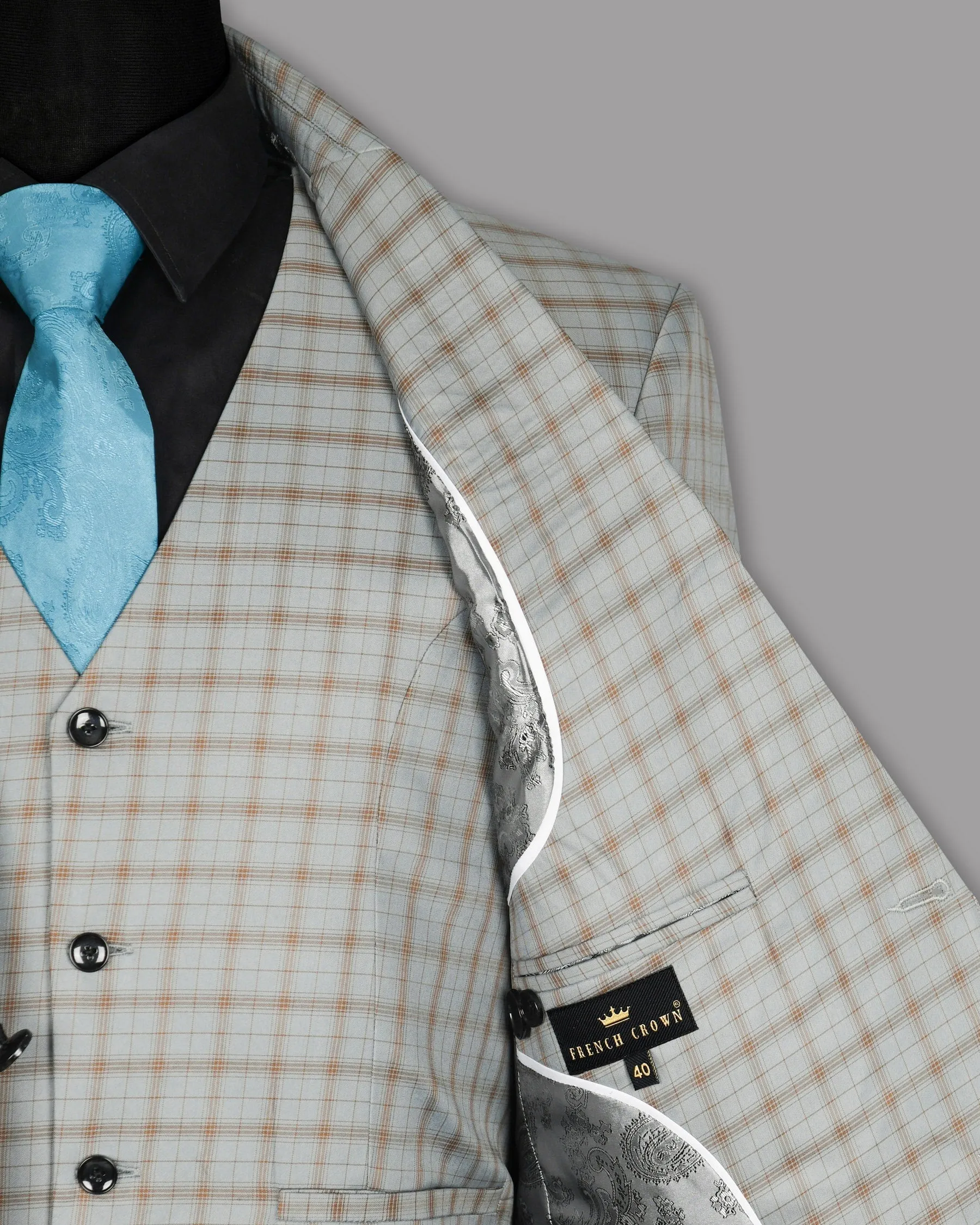 Trout Grey Checked Wool Rich Blazer
