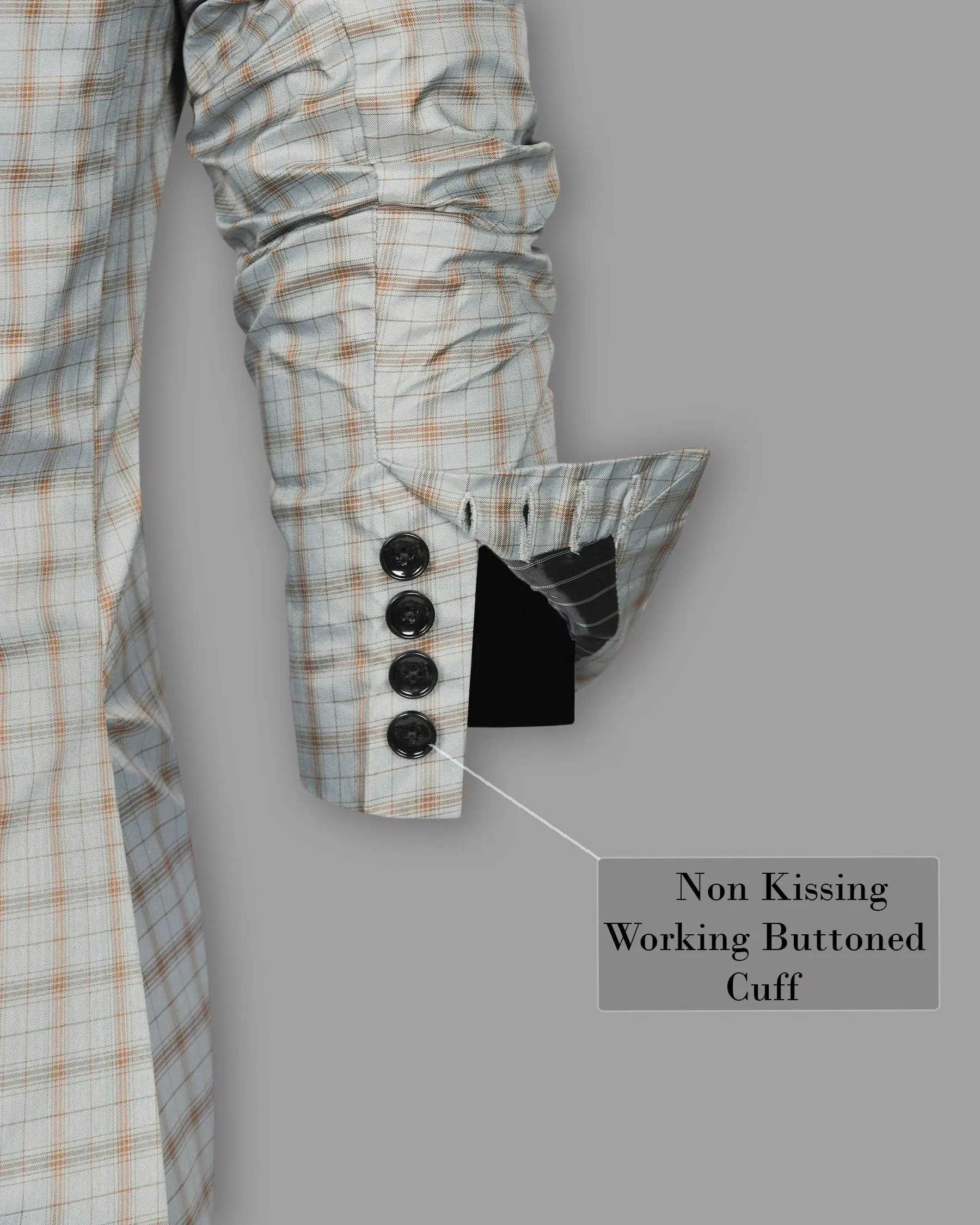 Trout Grey Checked Wool Rich Blazer
