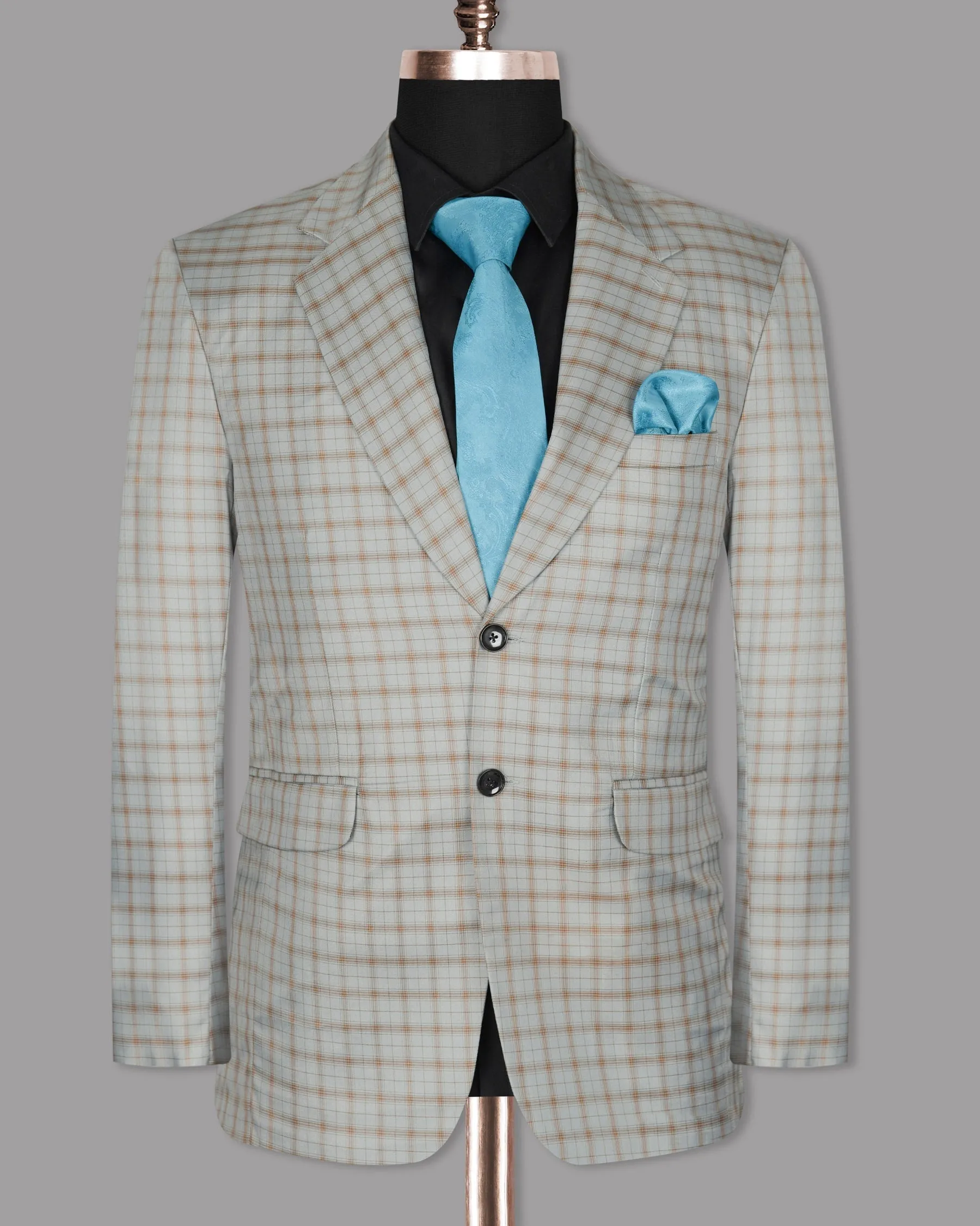 Trout Grey Checked Wool Rich Blazer