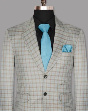 Trout Grey Checked Wool Rich Blazer