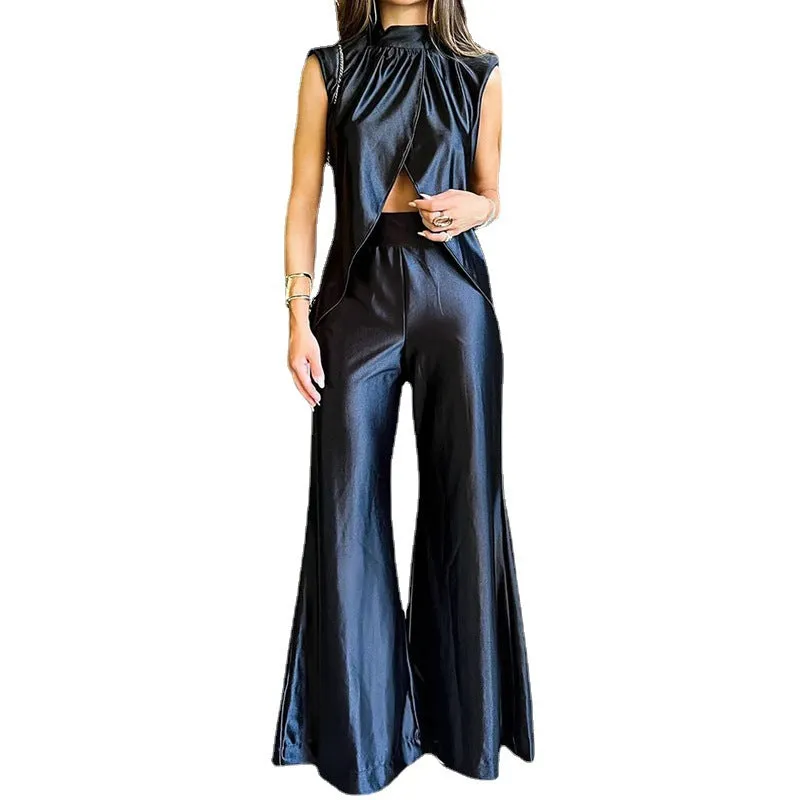 Two-piece loose flared suit