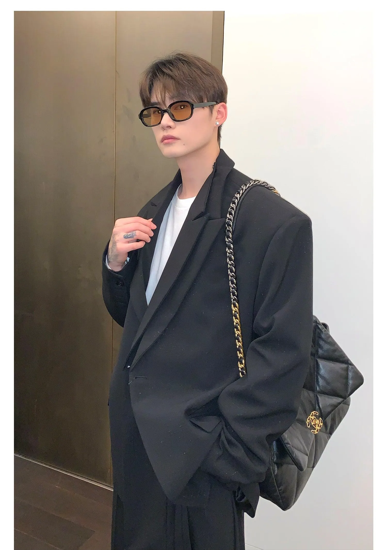 Two-Piece Shoulder pad Blazer & Dress Pants Set