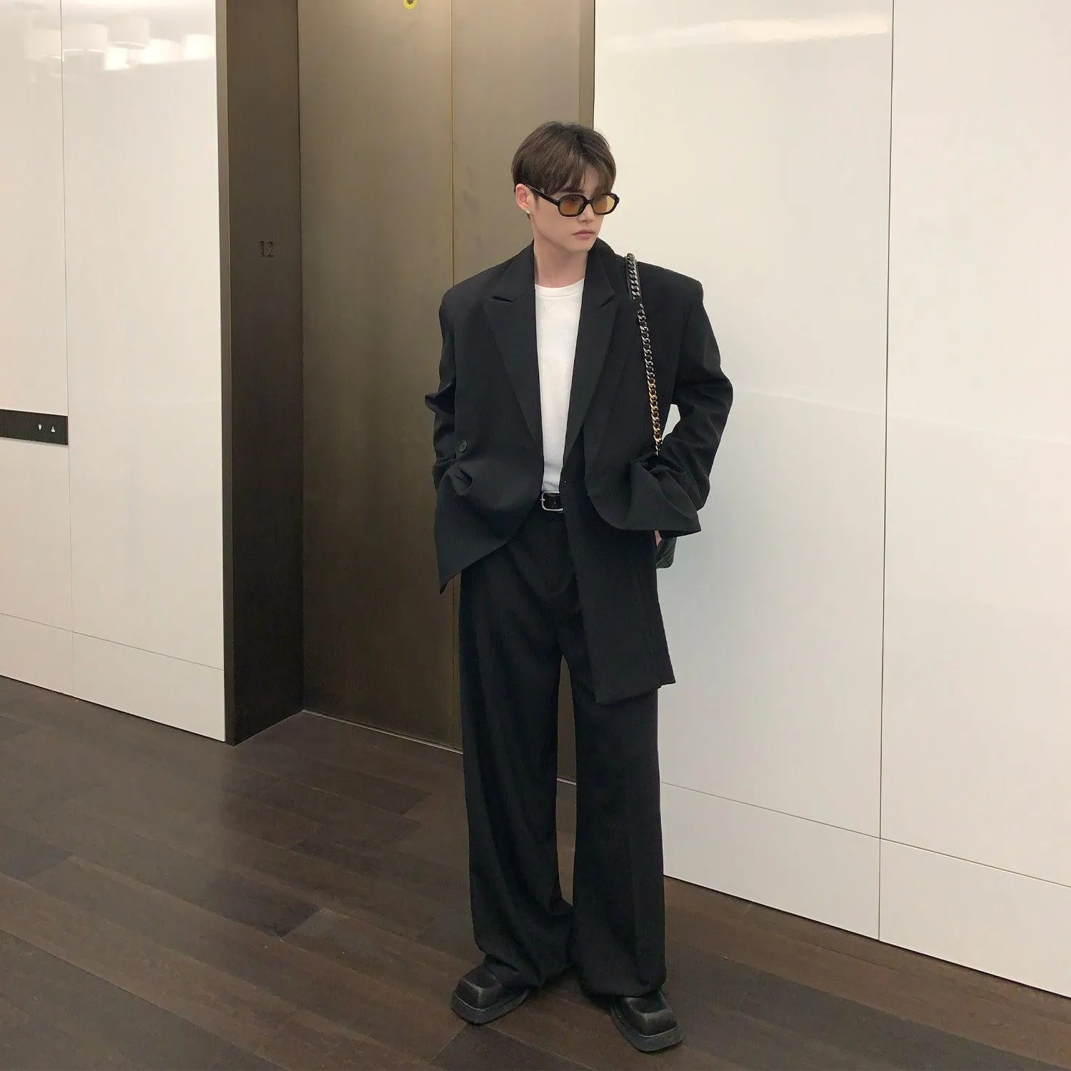 Two-Piece Shoulder pad Blazer & Dress Pants Set