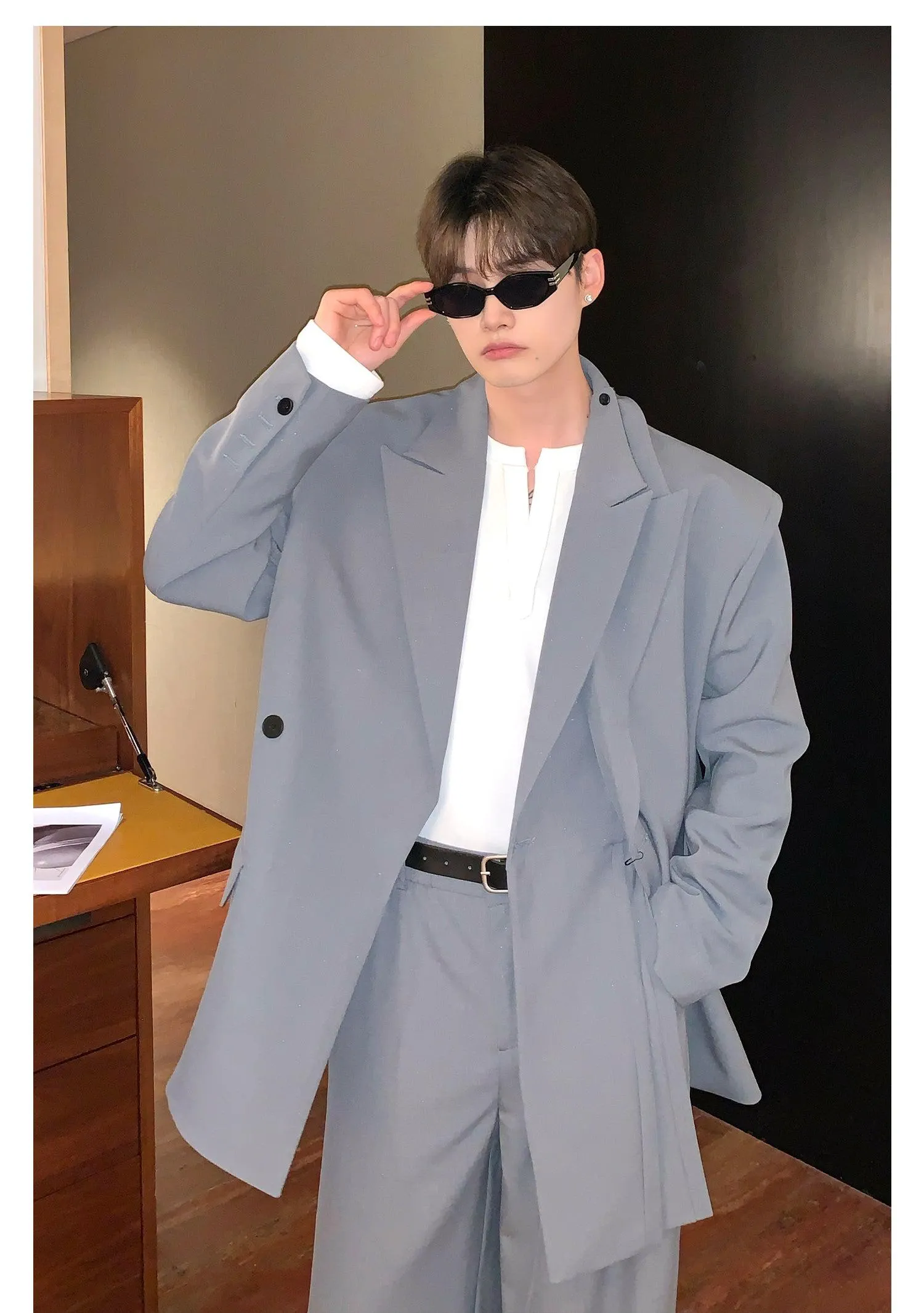 Two-Piece Shoulder pad Blazer & Dress Pants Set