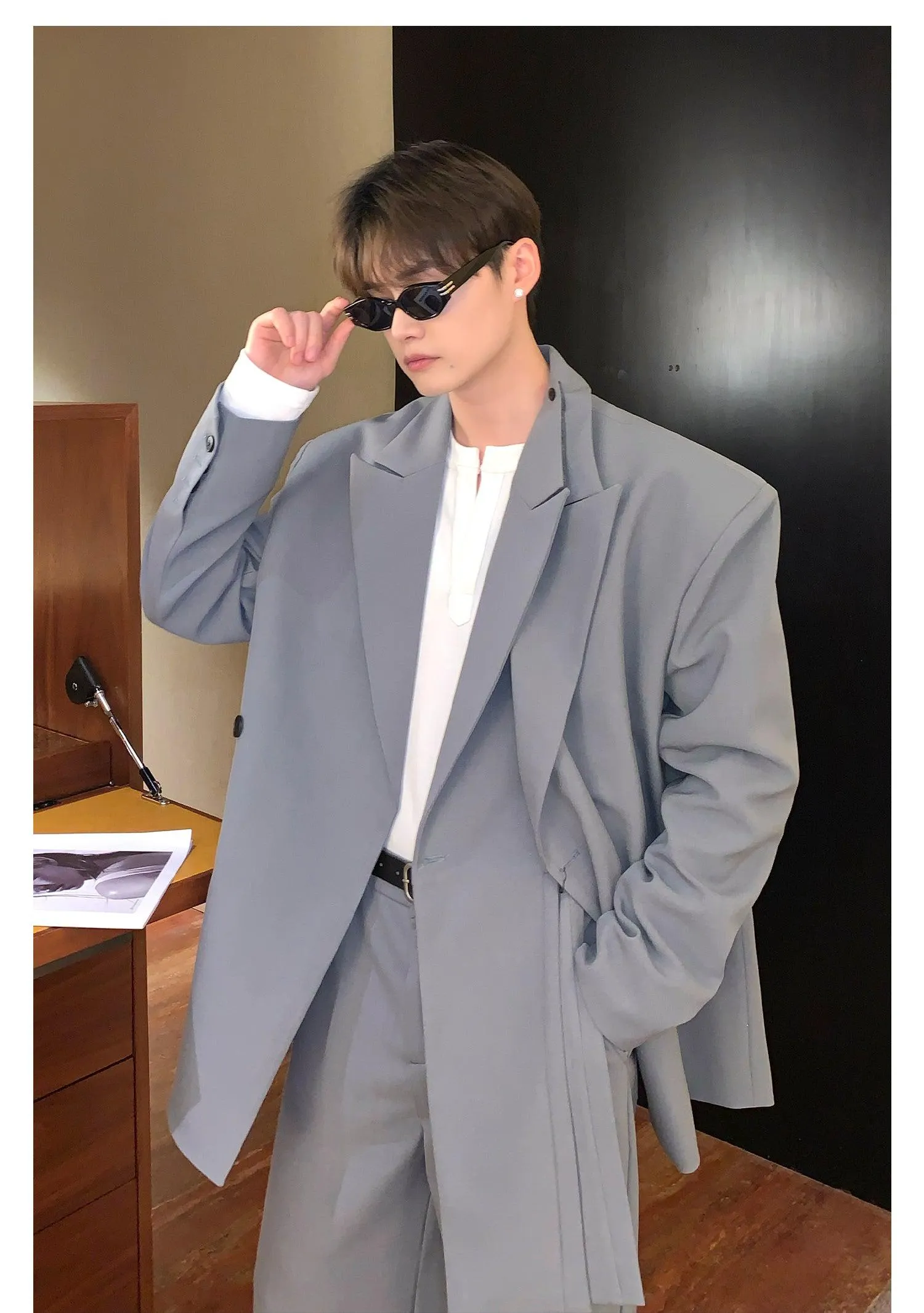 Two-Piece Shoulder pad Blazer & Dress Pants Set