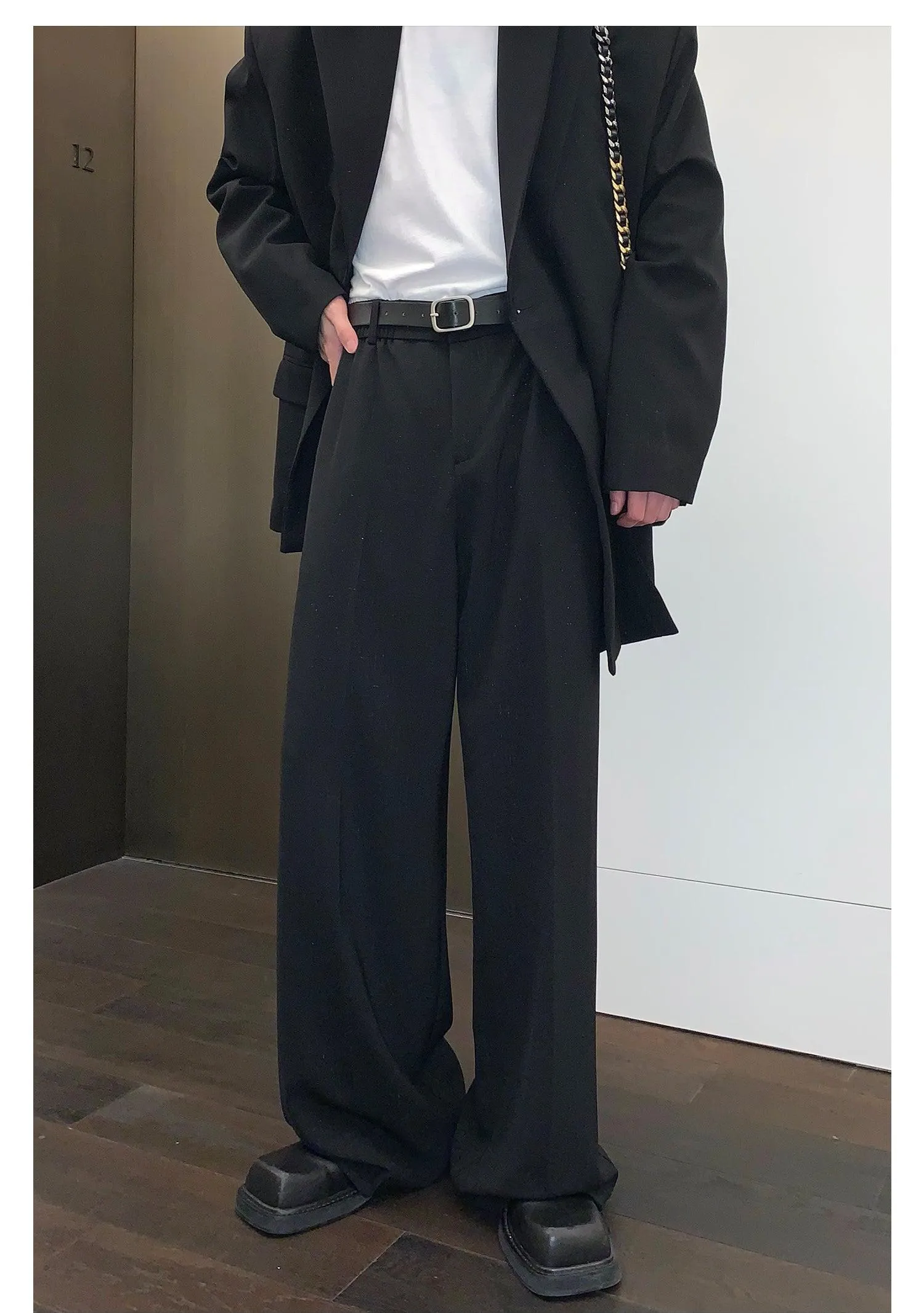 Two-Piece Shoulder pad Blazer & Dress Pants Set