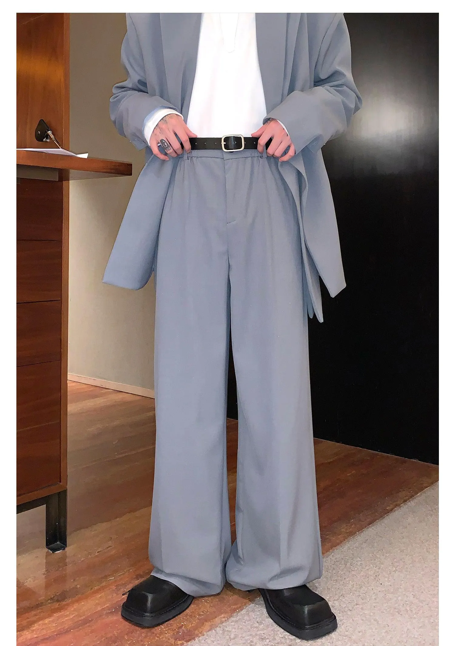 Two-Piece Shoulder pad Blazer & Dress Pants Set