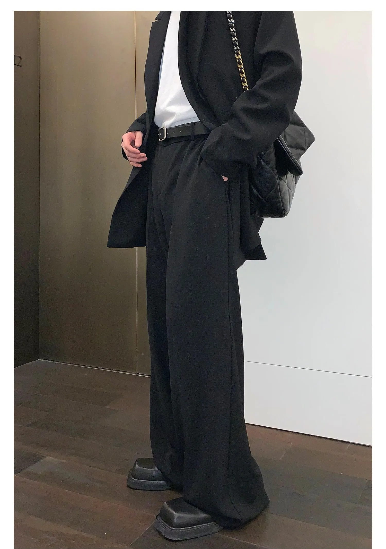 Two-Piece Shoulder pad Blazer & Dress Pants Set