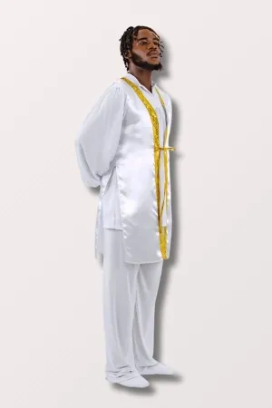 Unisex Rose of Sharon Satin Vest - White/Gold