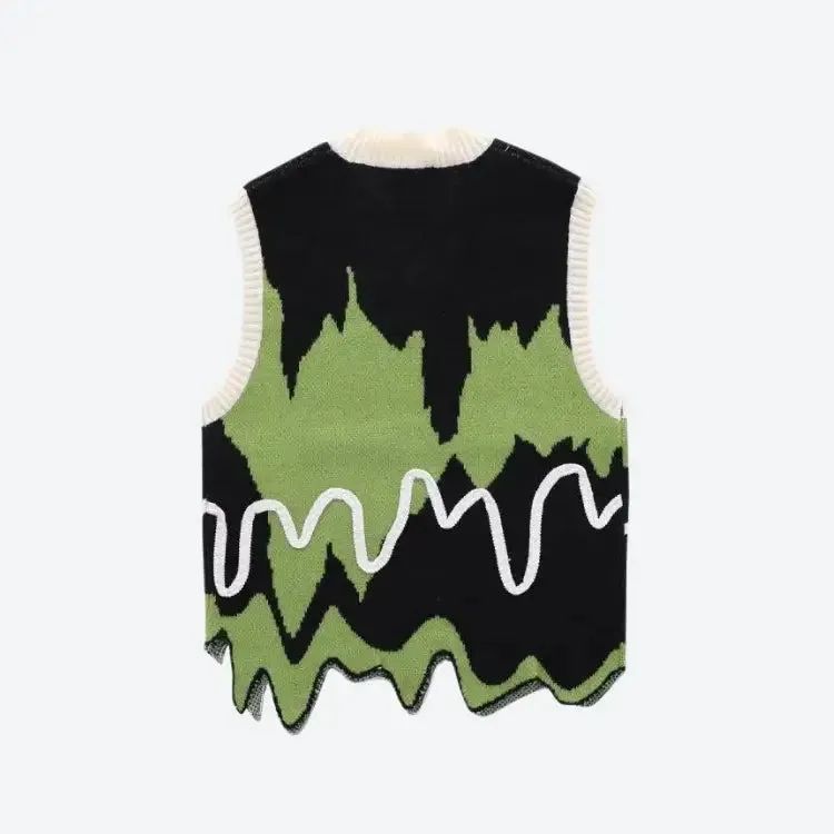 Unisex Sweater Vest with Unique Melting Stripes Design