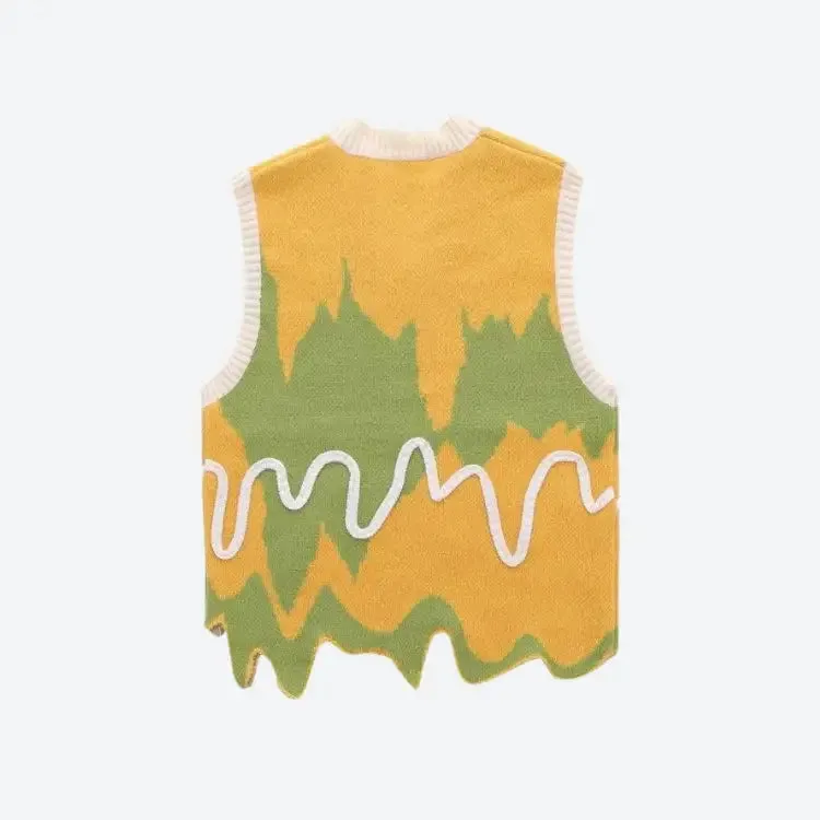 Unisex Sweater Vest with Unique Melting Stripes Design