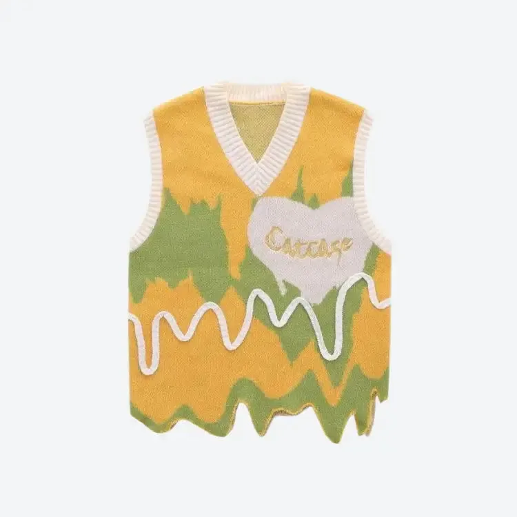 Unisex Sweater Vest with Unique Melting Stripes Design