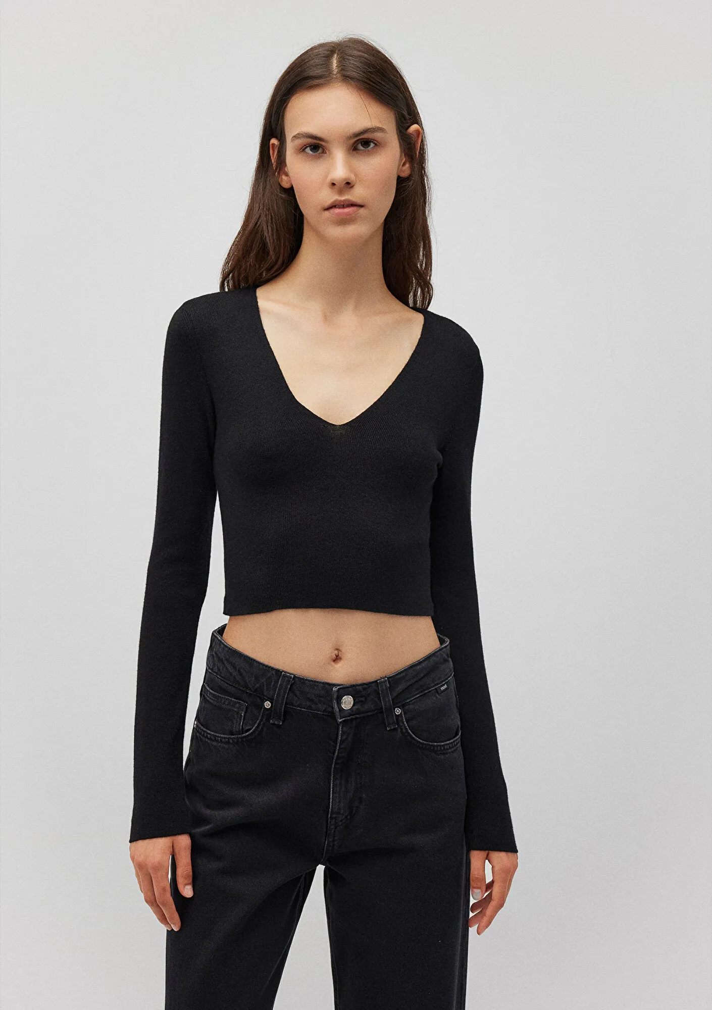 V Neck Black Sweater