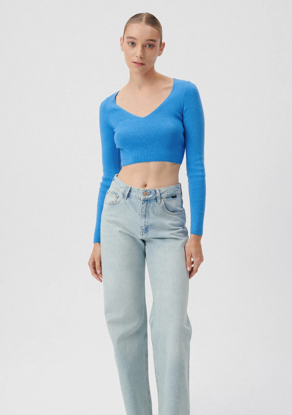 V Neck Blue Sweater