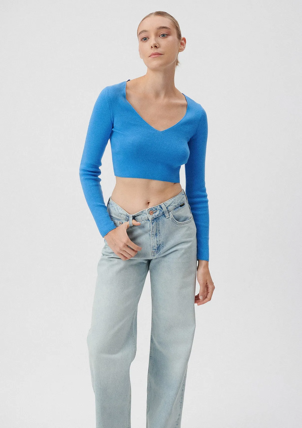 V Neck Blue Sweater