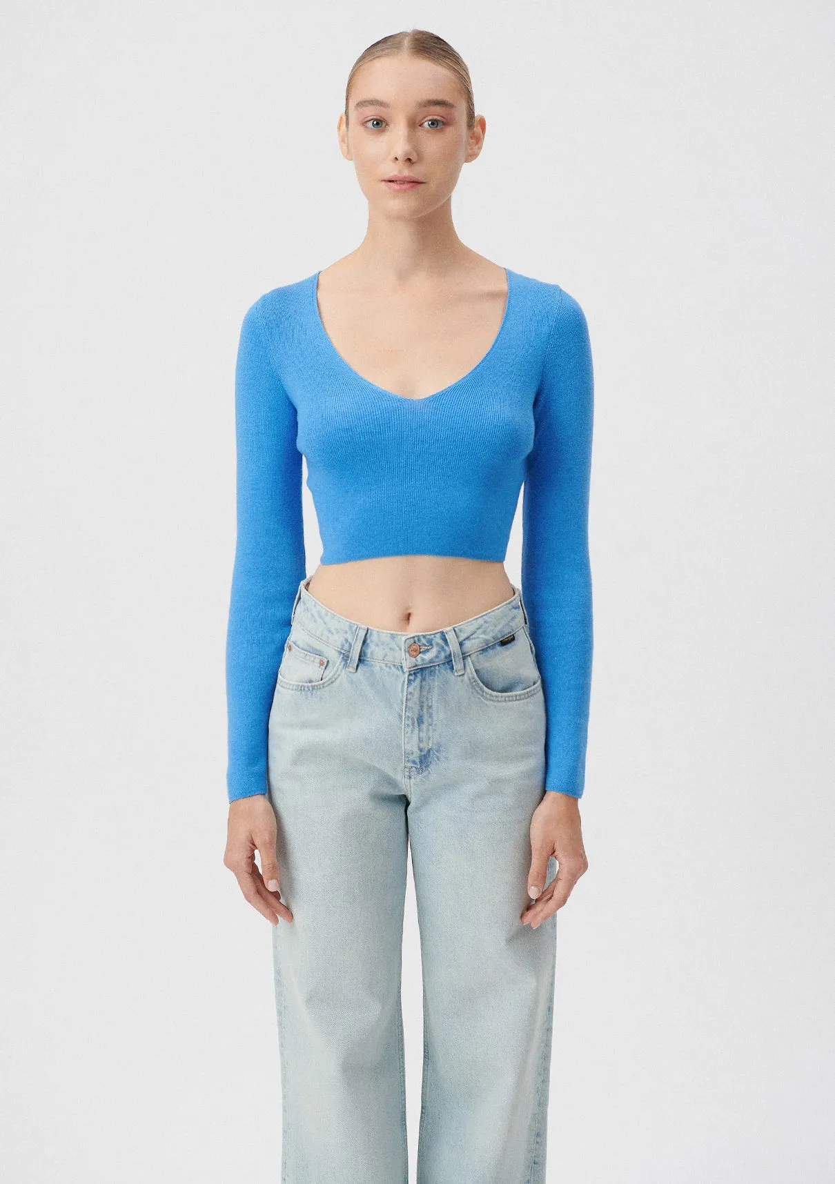 V Neck Blue Sweater