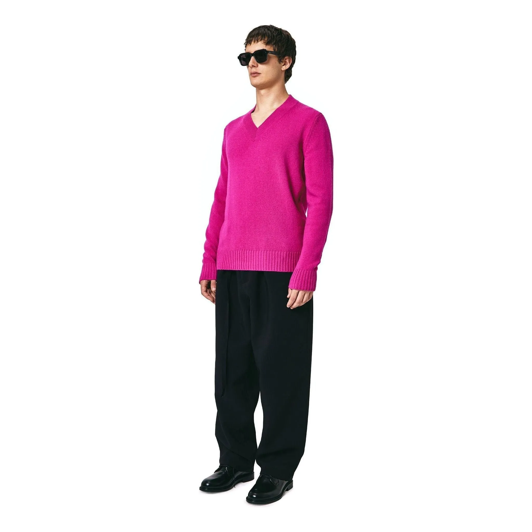 V Neck Sweater, Fuscia