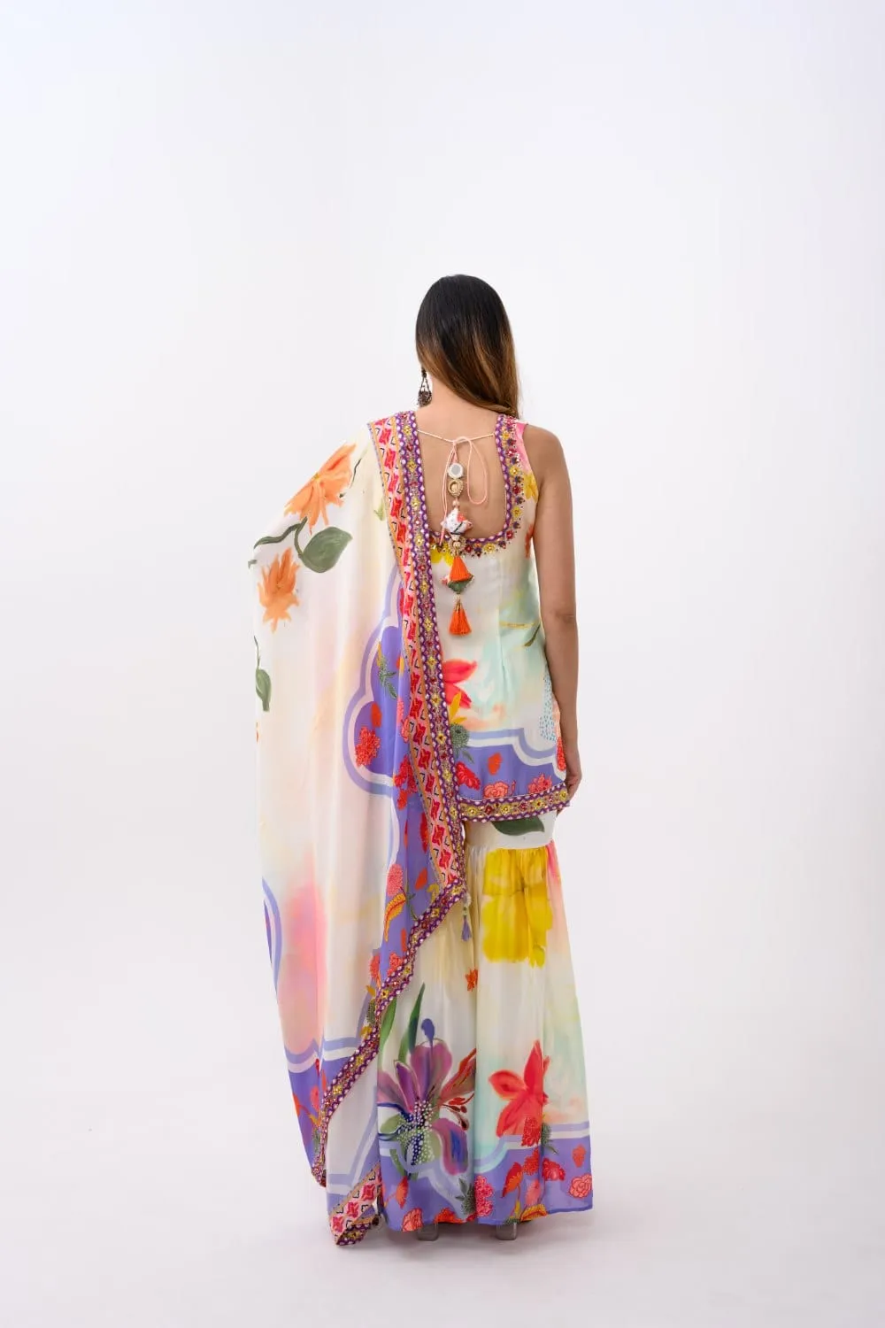 Vanilla Bloom Sharara Kurta Dupatta Set