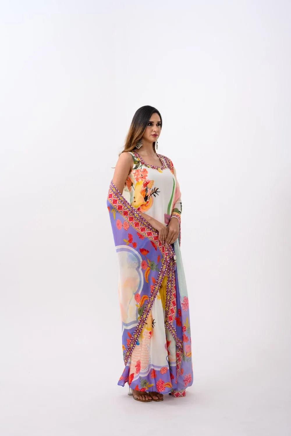 Vanilla Bloom Sharara Kurta Dupatta Set