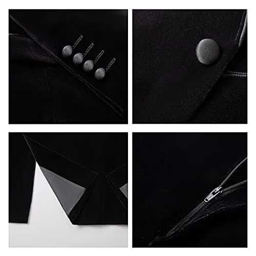 Velvet 3 Piece Men's Tuxedo Suit, Black