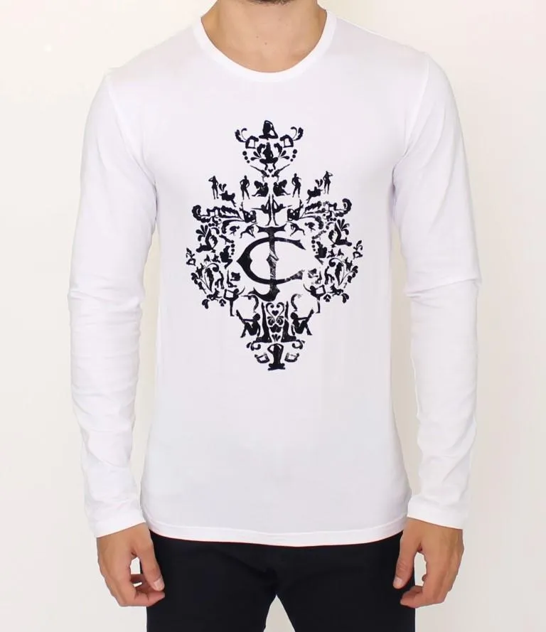 White crewneck stretch sweater