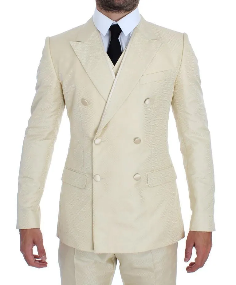 White Double Breasted 3 Piece Suit