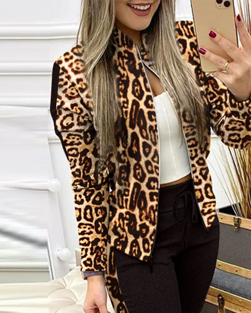 Woman 2 Pieces Trouser Suits Zipper Jacket Pants Tracksuit
