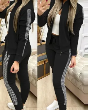 Woman 2 Pieces Trouser Suits Zipper Jacket Pants Tracksuit