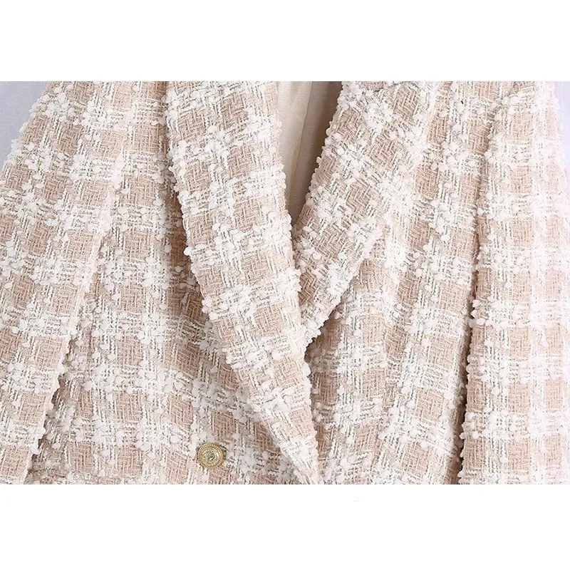 Women Tweed Double Breasted Blazer