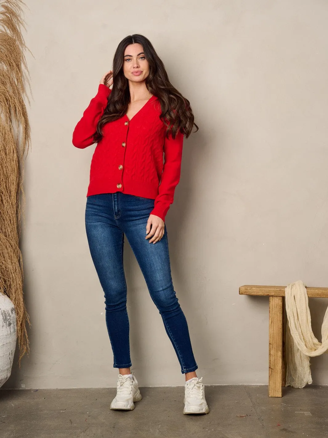 WOMEN'S LONG RUFFLE SLEEVE BUTTON UP CARDIGAN