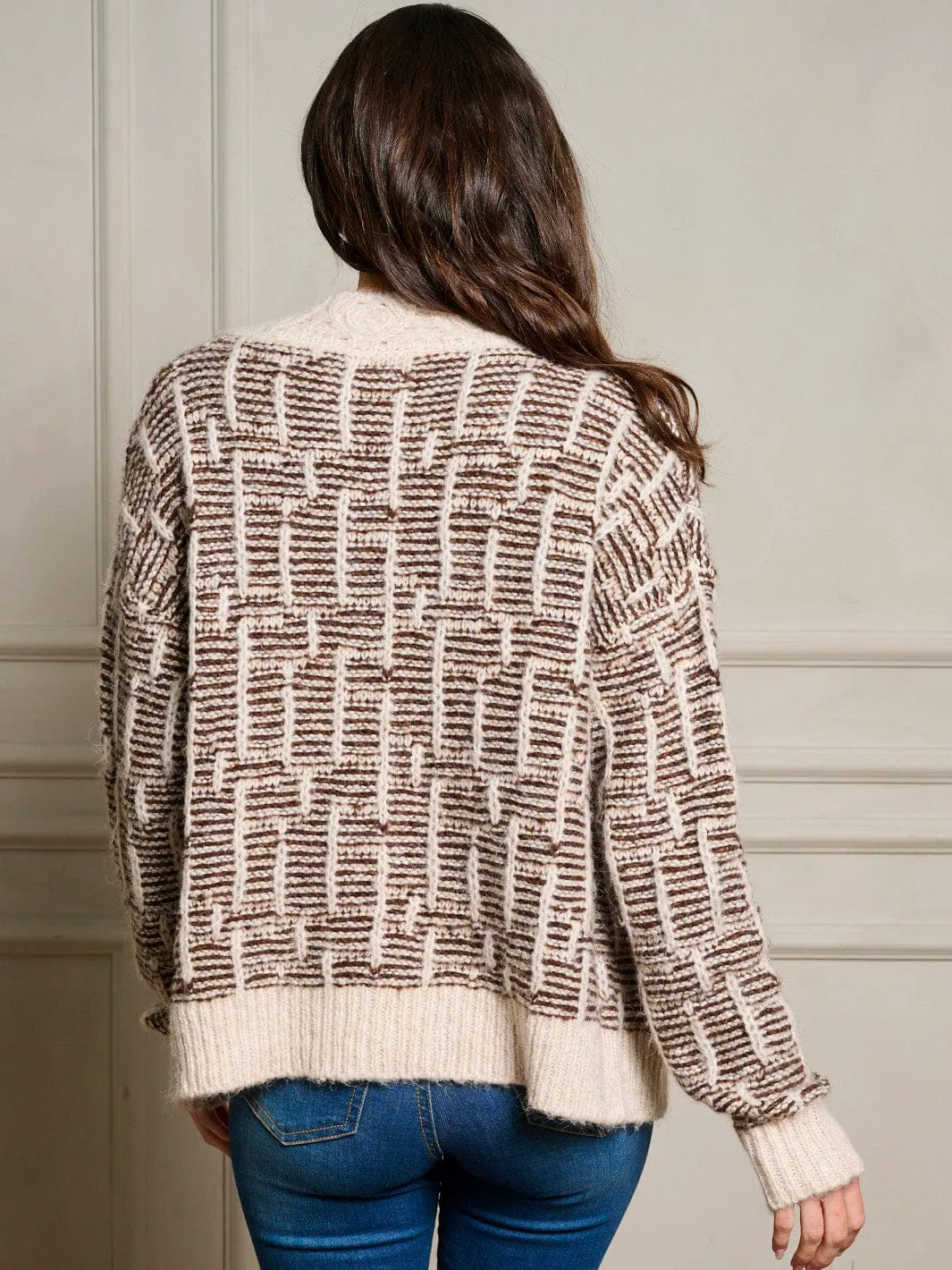 WOMEN'S LONG SLEEVE BUTTON UP COLORBLOCK SWEATER CARDIGAN