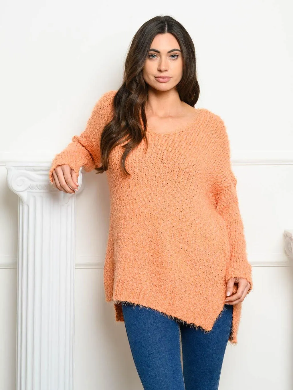 WOMEN'S LONG SLEEVE V-NECK SWEATER
