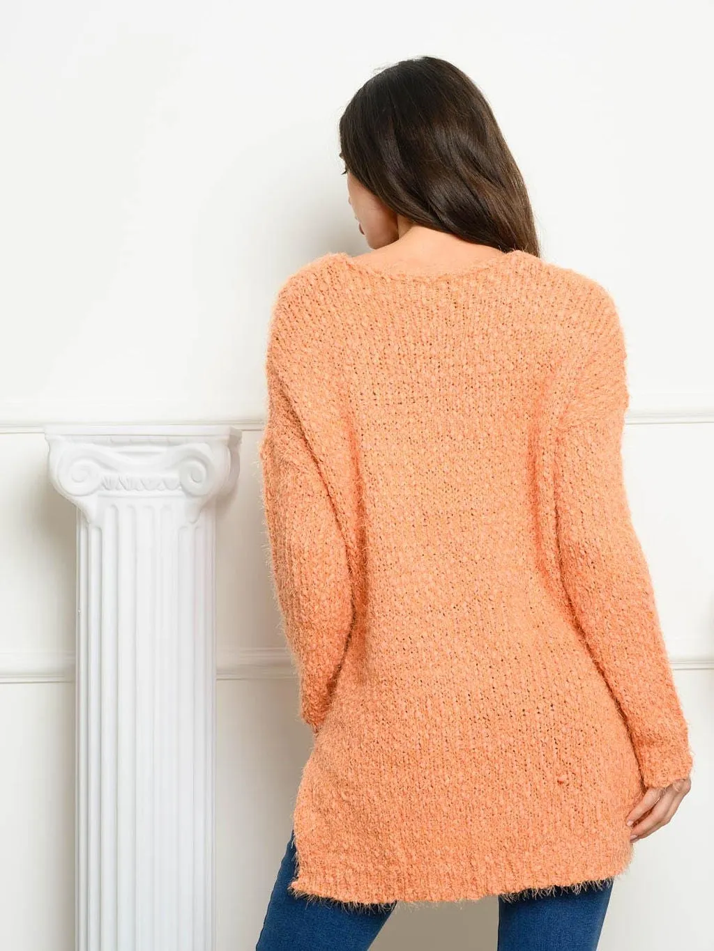 WOMEN'S LONG SLEEVE V-NECK SWEATER