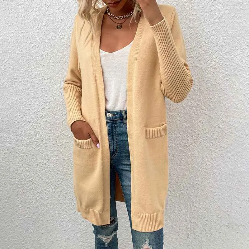 Womens Loose Open Front Cardigan Long Sleeve Casual Lightweight Soft Knit Sweaters Coat with Pockets K625