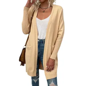 Womens Loose Open Front Cardigan Long Sleeve Casual Lightweight Soft Knit Sweaters Coat with Pockets K625
