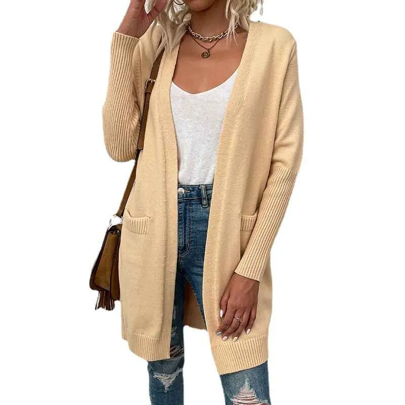 Womens Loose Open Front Cardigan Long Sleeve Casual Lightweight Soft Knit Sweaters Coat with Pockets K625