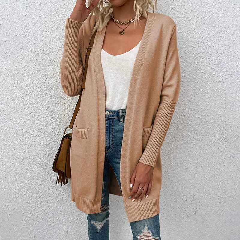 Womens Loose Open Front Cardigan Long Sleeve Casual Lightweight Soft Knit Sweaters Coat with Pockets K625