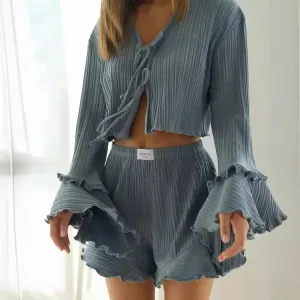 Womens Short Two-Piece Fashion Dressing Gown