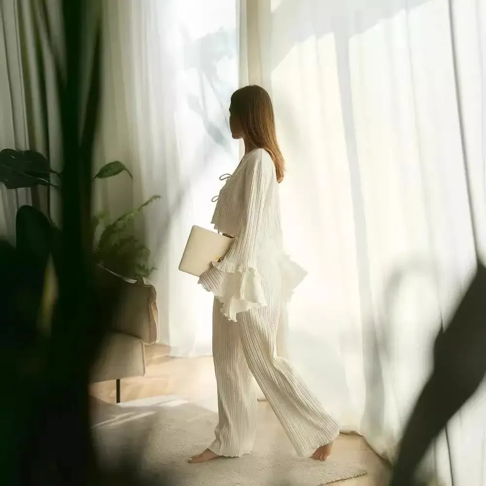 Womens Short Two-Piece Fashion Dressing Gown