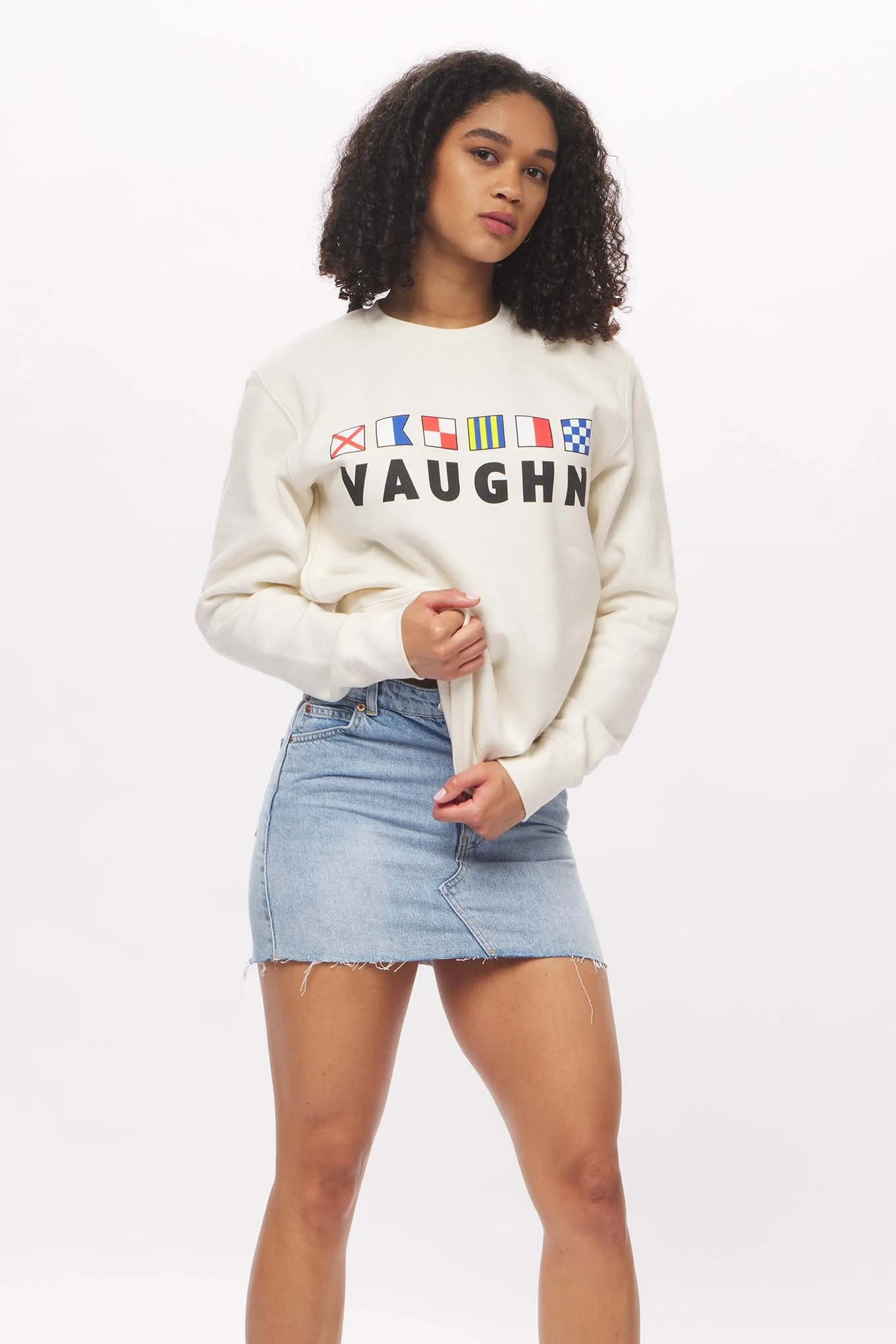 Women's - Voilier - Cream Nautical Flags Crew Neck Sweater