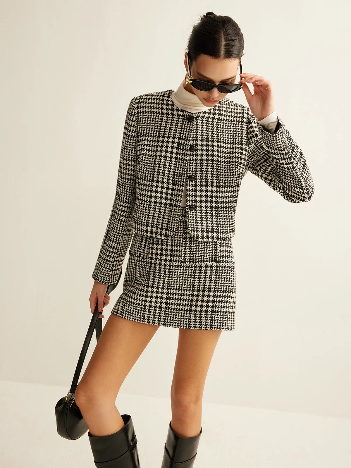 Wool-Blend Checked Blazer