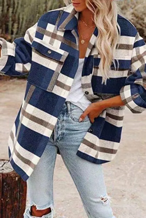 Yaella Jack | Women's Checked Pockets Coat